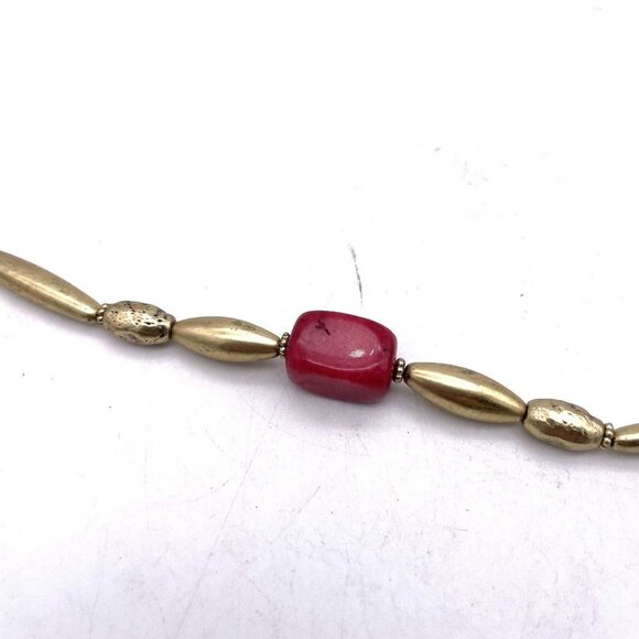 Chicos Long Gold-Tone and Pink Single-Strand Beaded Necklace 36 to 40 in - Picture 6 of 7